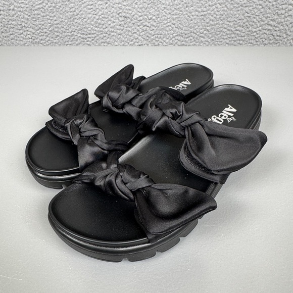 Alegria Sandals Womens 37 Black Kiki Bows US 7-7.5 Whimsigoth Goth Comfort Slide - Picture 1 of 10